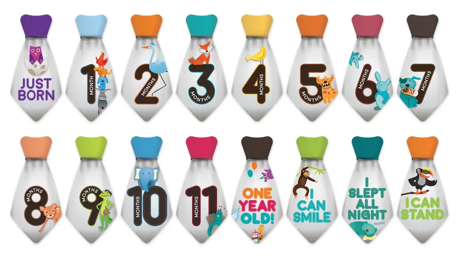 Happy Animals tie stickers, full set