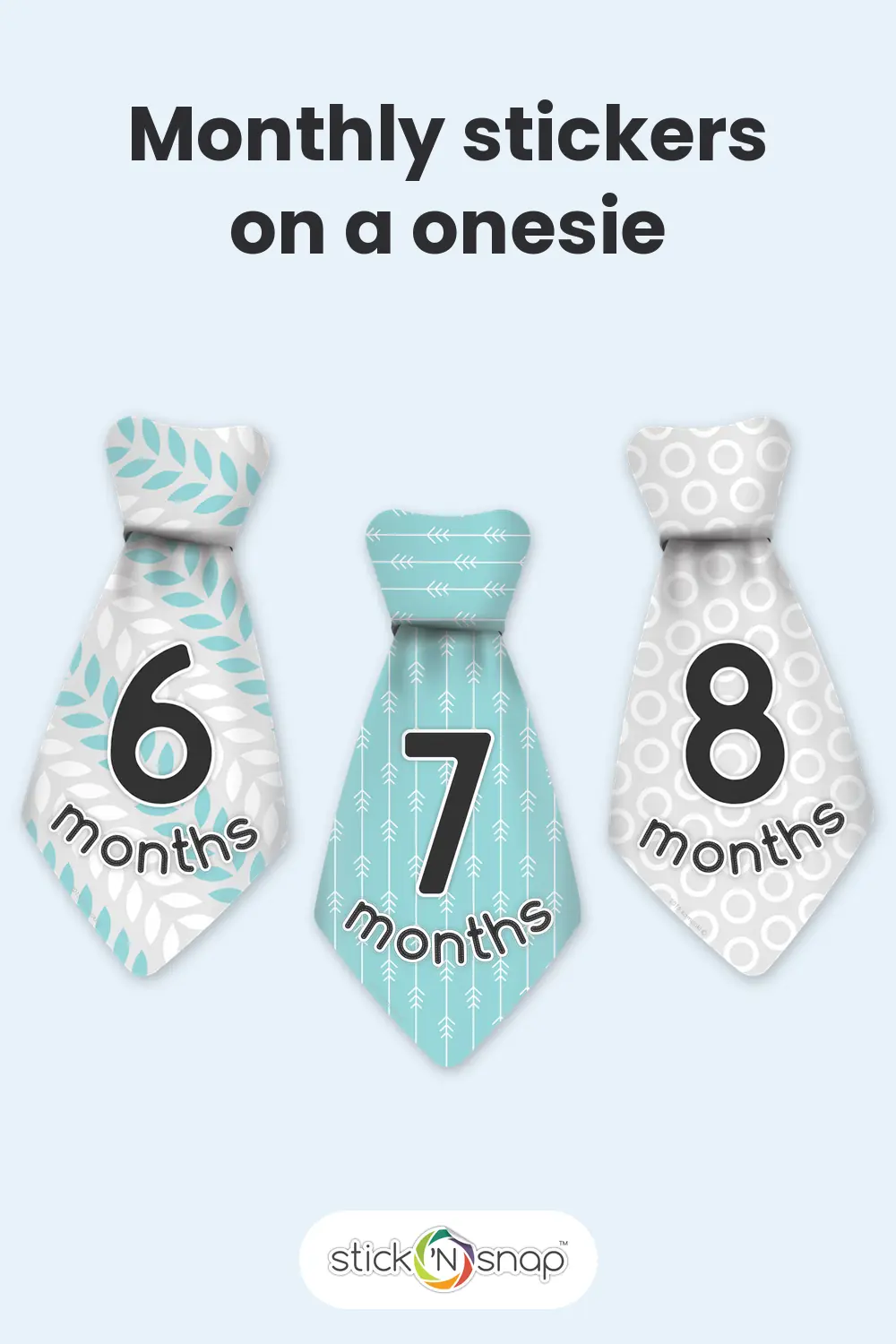Necktie onesie stickers with month labels for a onesie photo